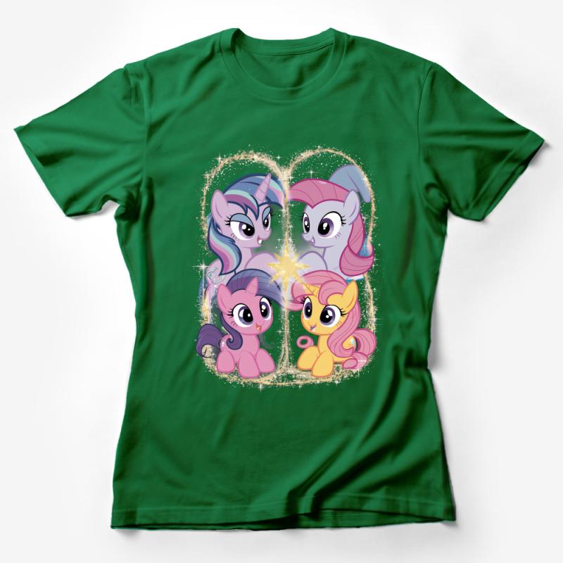 Magical Friendship Pony Quartet T-Shirt, Colorful Cartoon Characters, Kids and Adults Apparel Female T-Shirt