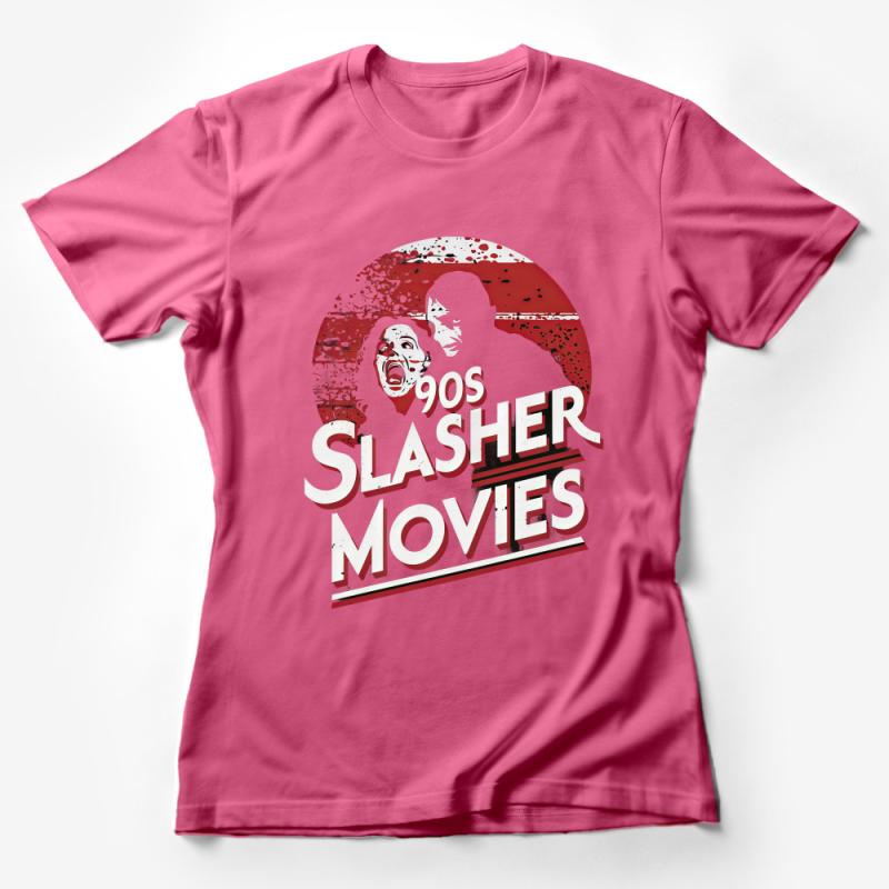 90s Slasher Movies Inspired Retro T-Shirt, Horror Film Fan, Vintage Style Tee, Red and White Graphic Shirt for Movie Lovers Female T-Shirt