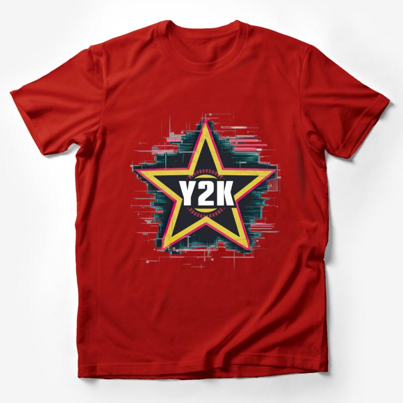 Vintage Y2K Star Graphic T-Shirt, Retro Millennium Bug Inspired Tee, Unisex Glitch Art Shirt, 90s Throwback Fashion Top, Cyber Aesthetic Male T-Shirt