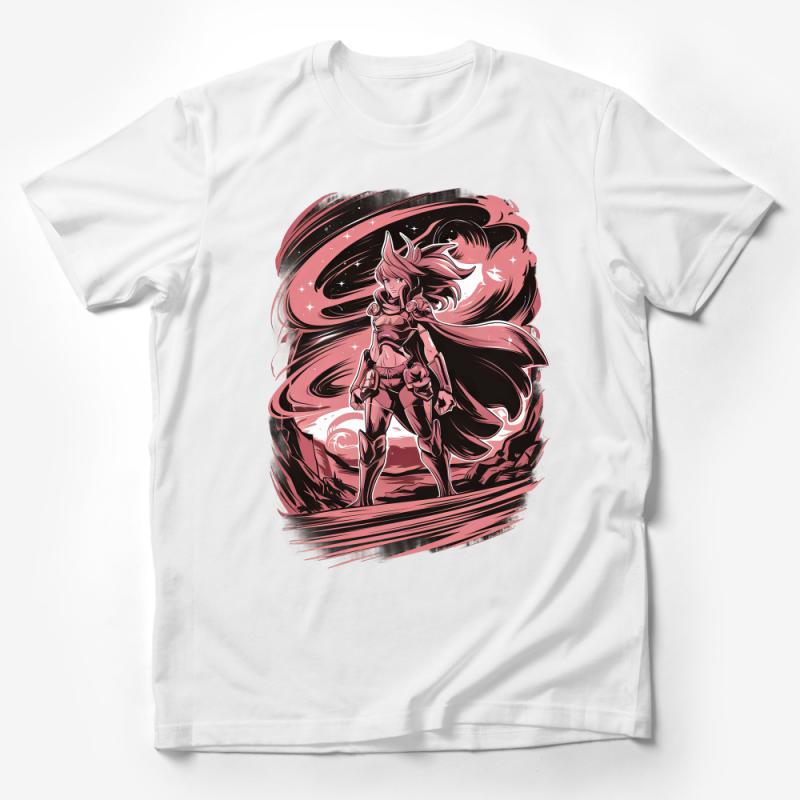 Warrior Woman T-Shirt, Fantasy Female Knight Graphic Tee, Space Warrior Illustration Shirt, Bold Feminine Power Clothing Male T-Shirt