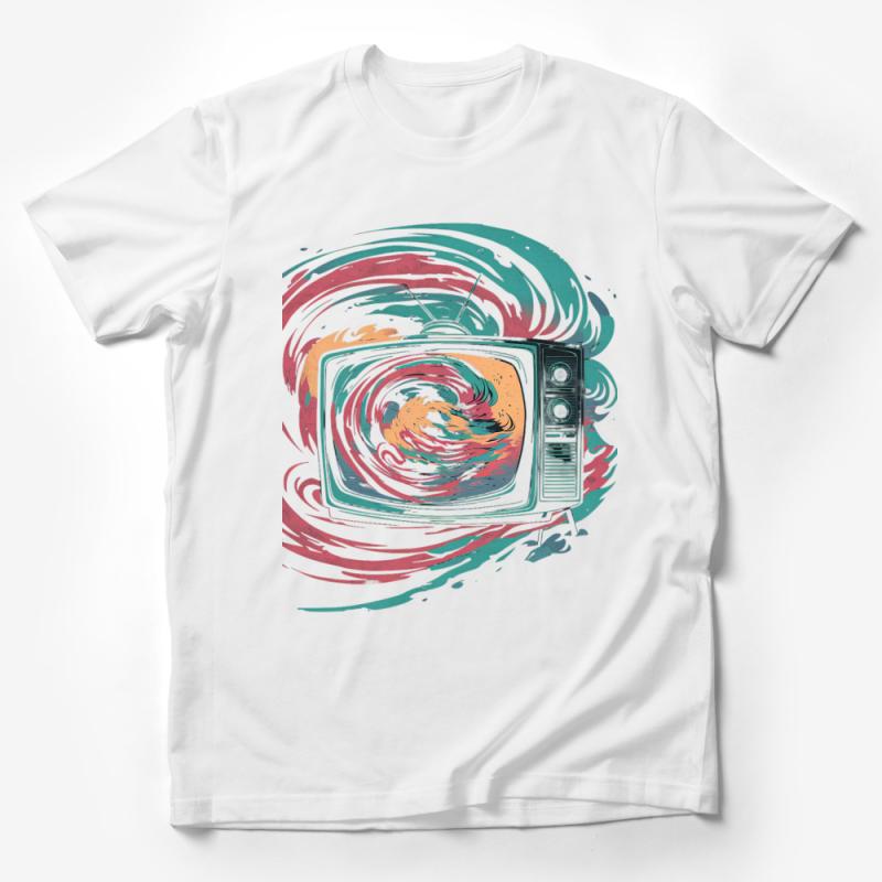 Vintage TV T-Shirt, Retro Television Graphic Tee, Color Swirl Design, Unisex Streetwear, Casual Hipster Top, Unique Gift Idea Male T-Shirt