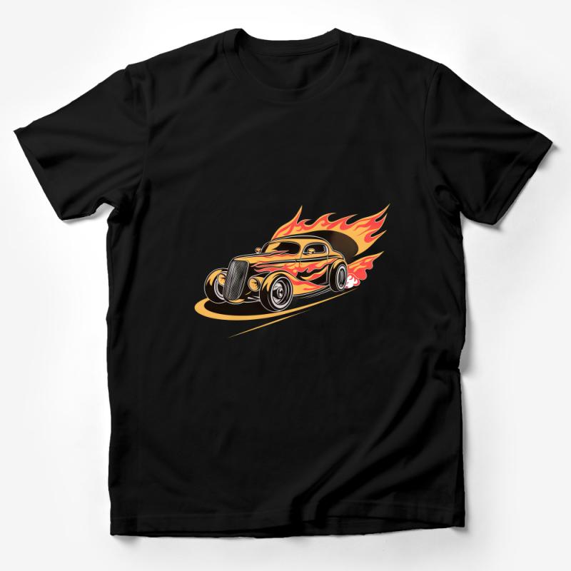 Vintage Hot Rod Flames Car Enthusiast Graphic T-Shirt, Unique Speed Lover Retro Style Tee Male T-Shirt