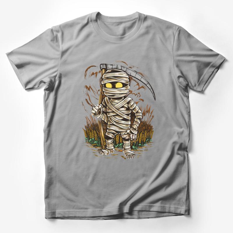 Mummy Character T-Shirt, Unique Halloween Costume Graphic Tee, Spooky Egyptian Mythology Shirt, Cool Monster Illustration Top Male T-Shirt