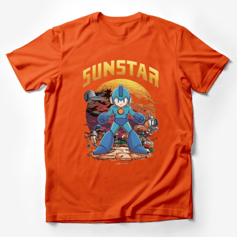 Vintage Sunstar Mega Hero Cartoon Graphic Tee, Unisex Retro Gaming Shirt Male T-Shirt