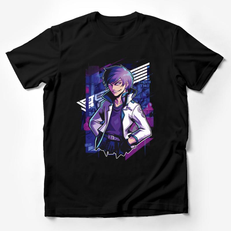 Anime Style T-Shirt, Cool Urban Graphic Tee, Vibrant Character Design, Unisex Fashion Top, Streetwear Illustration Shirt, Casual Wear Male T-Shirt