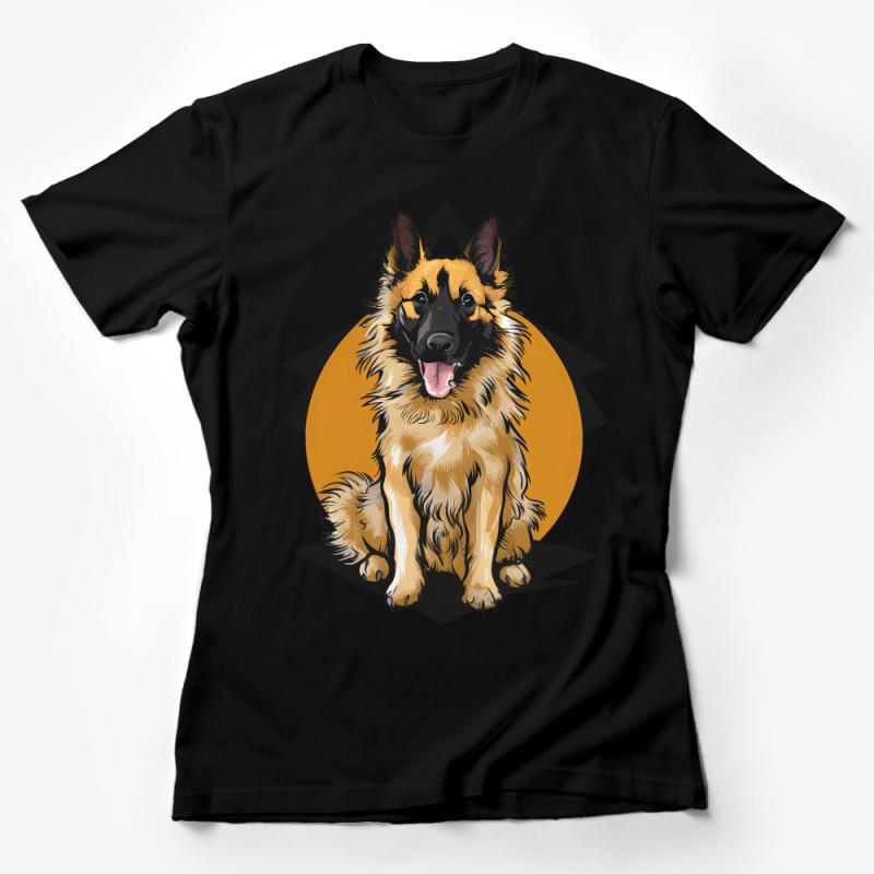 German Shepherd Dog T-Shirt, Unisex Graphic Tee, Animal Lover Gift, Pet Illustration Shirt, Casual Canine Apparel, Comfortable Cotton Top Female T-Shirt