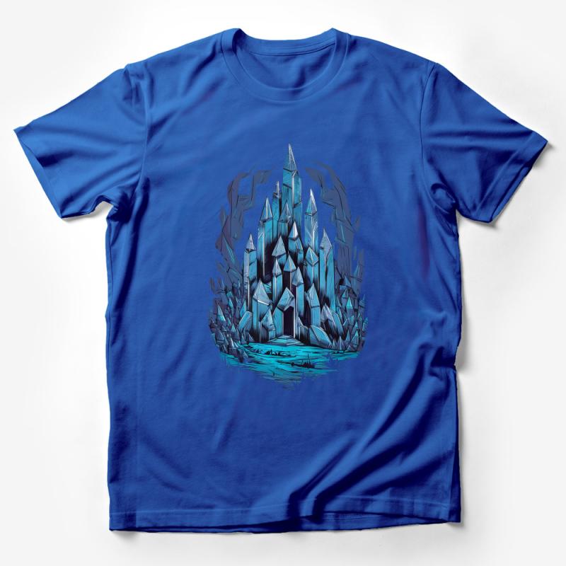 Men's Graphic Tee, Cool Crystal Print T-Shirt, Fantasy Ice Mountain Design, Unique Illustration Shirt, Stylish Streetwear, Gift for Him Male T-Shirt