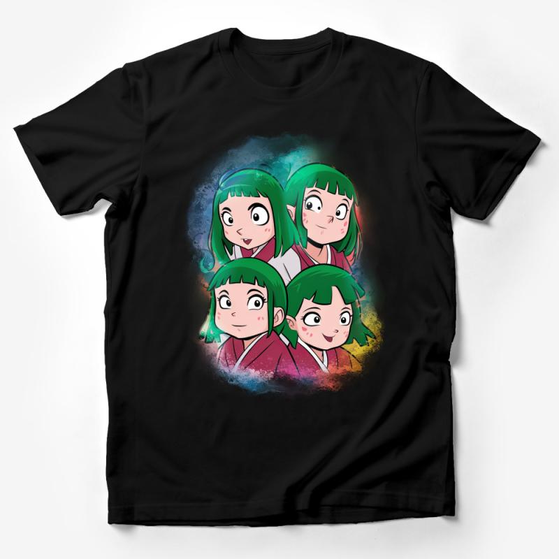 Animated Character Trio T-Shirt, Colorful Cartoon Graphic Tee, Casual Unisex Shirt with Anime Design, Gift for Fans, All Sizes Available Male T-Shirt