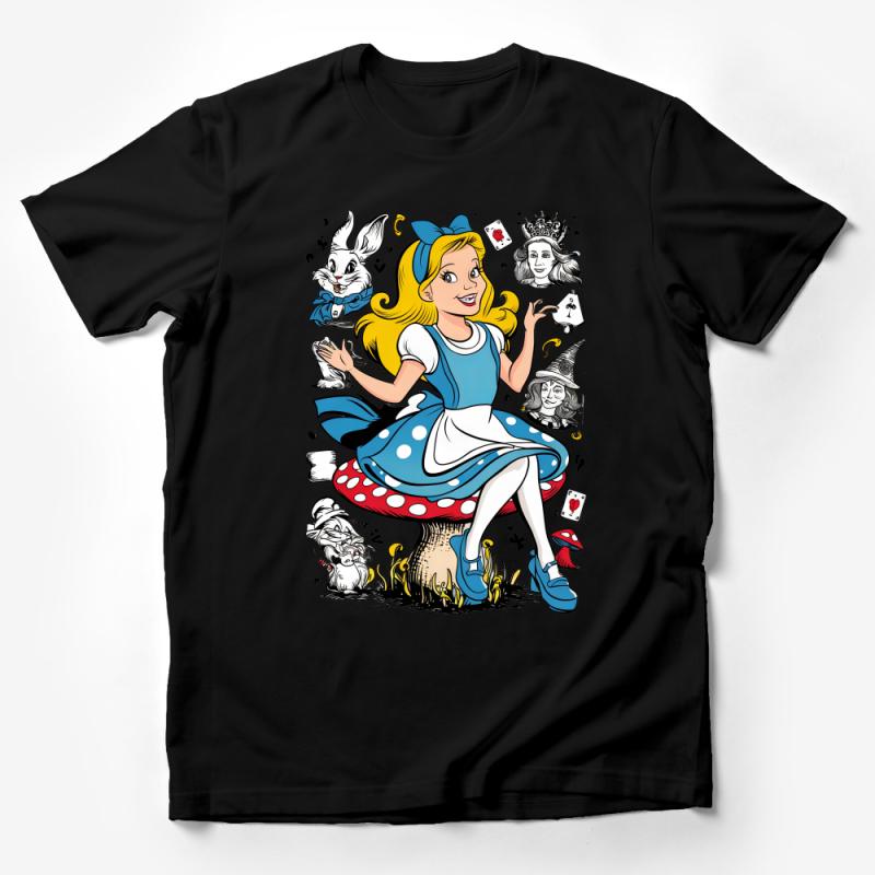 Wonderland Inspired T-Shirt, Alice Cartoon Graphic Tee, Unique Fantasy Shirt for All Ages Male T-Shirt