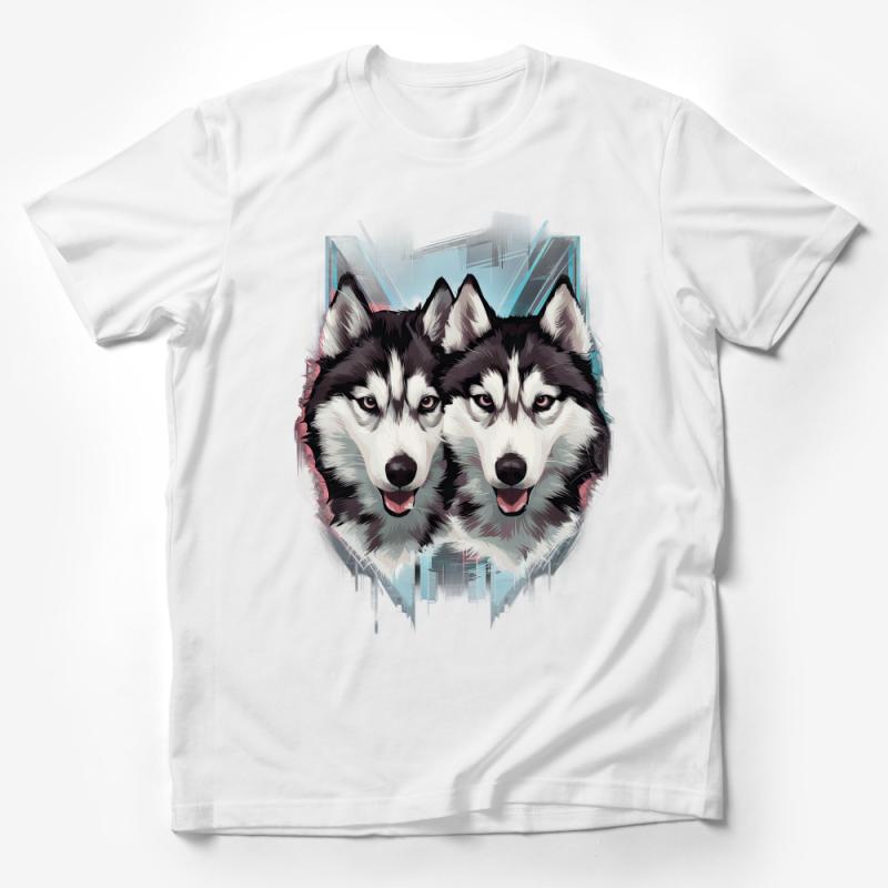 Siberian Husky T-Shirt, Colorful Husky Dog Graphic Tee, Unisex Animal Lover Shirt, Gift for Dog Owner, Pet Portrait Casual Wear Male T-Shirt