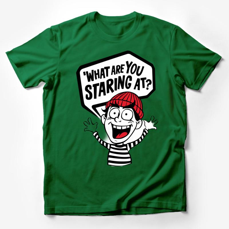 Funny Cartoon Character T-Shirt, What Are You Staring At? Slogan Tee, Unisex Graphic Shirt, Casual Streetwear, Trendy Top for All Male T-Shirt