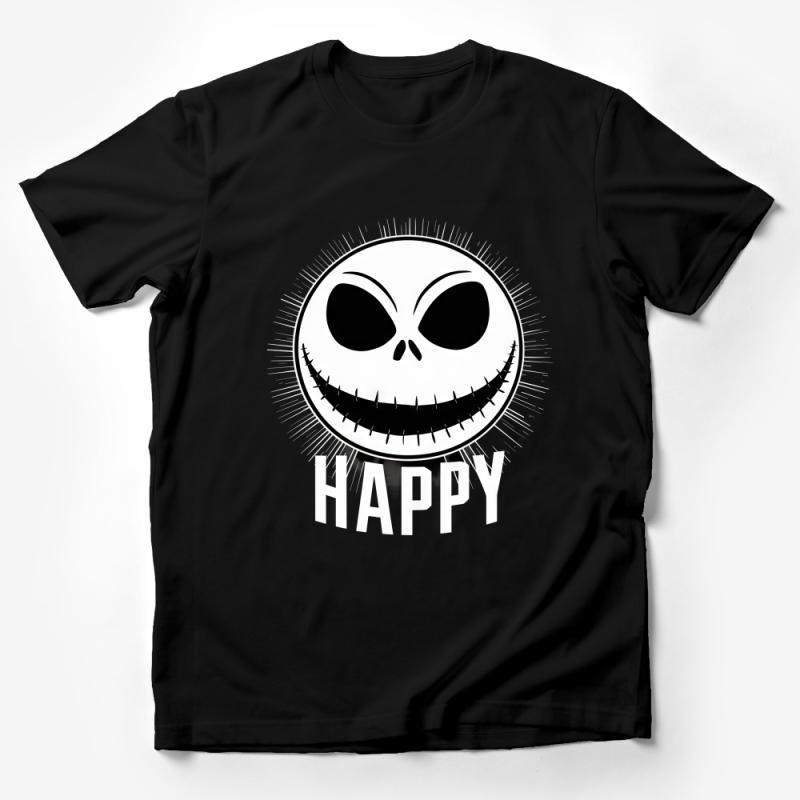 Jack Skellington Happy Smile T-Shirt, Halloween Skeleton Face Tee, Unisex Graphic Shirt, Casual Spooky Apparel Male T-Shirt