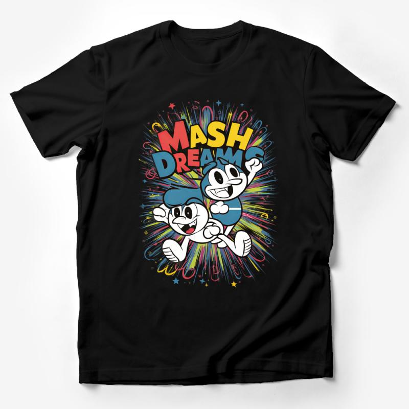 Colorful Cartoon Graphic Tee, Fun Character Design, Unisex T-Shirt for All Ages, Casual Wear, Bold Print Male T-Shirt