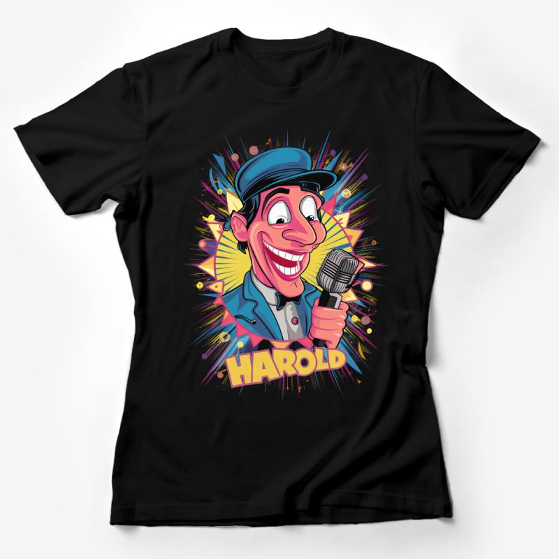 Vintage Cartoon Singer T-Shirt, Retro Style Harold Graphic Tee, Unisex Music Lover Shirt, Bold Colorful Design Top Female T-Shirt