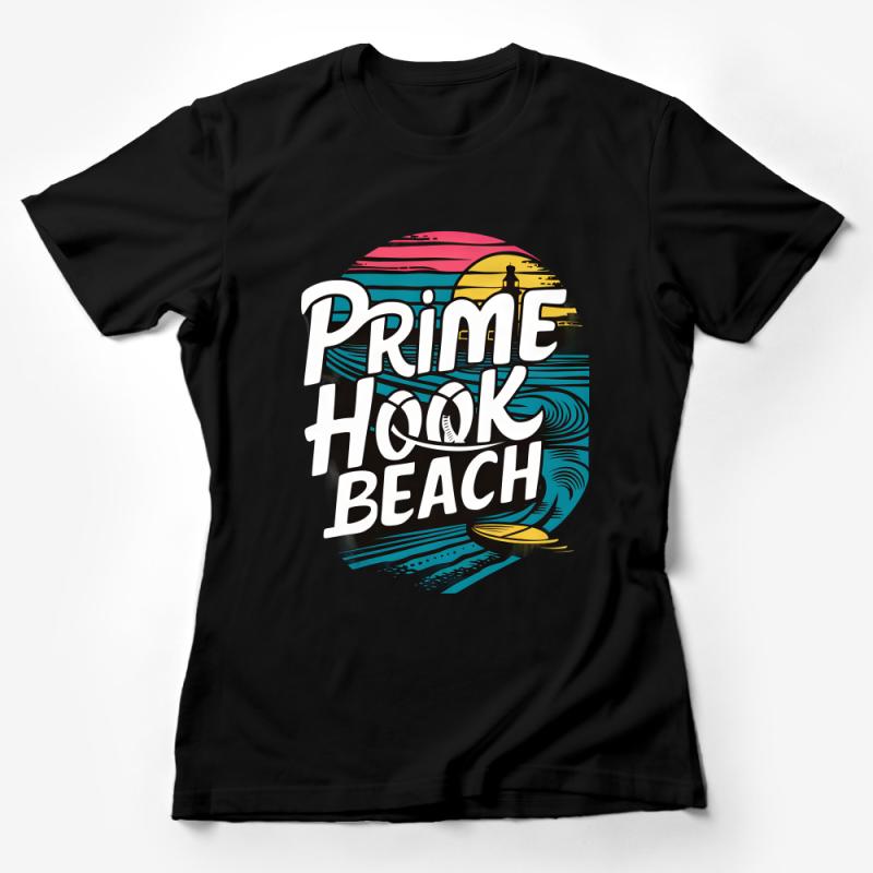 Prime Hook Beach Vintage Style Sunset Graphic Tee, Nautical Lighthouse Design Unisex T-Shirt Female T-Shirt