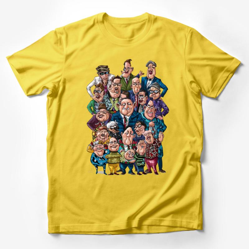 Caricature Group T-Shirt, Funny Faces Crew Tee, Unique Cartoon Characters Shirt, Comical Gathering Tee, Gift for Friend Male T-Shirt