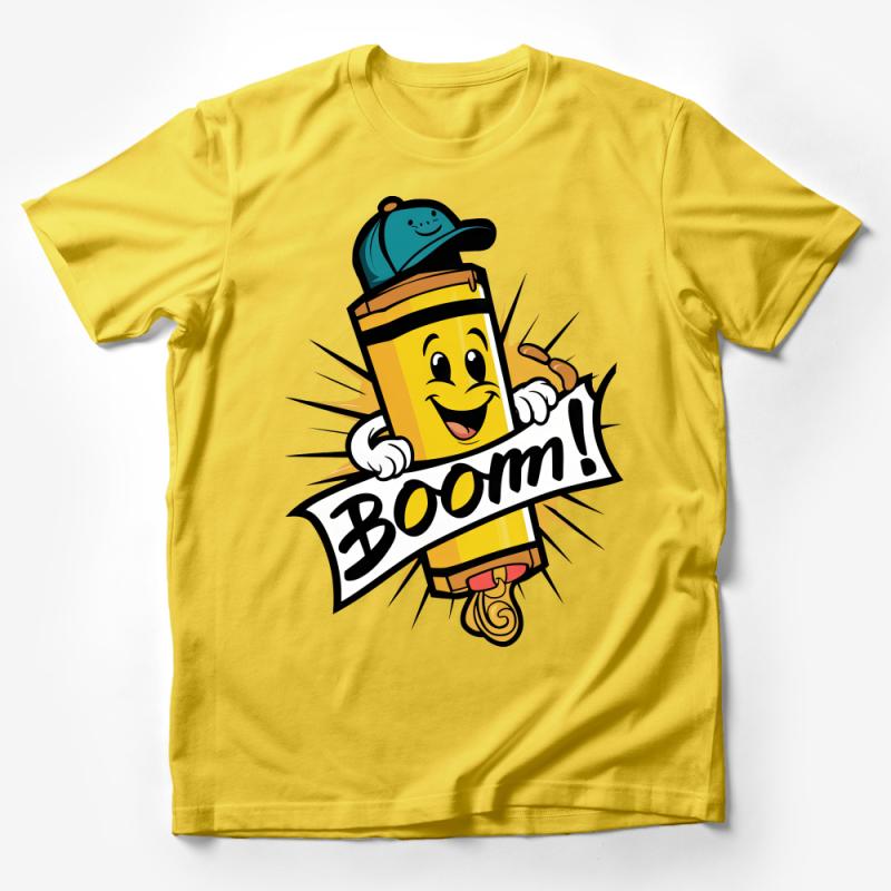 Funny Cartoon Dynamite Boom Graphic Tee - Cute Explosion Comic Style T-Shirt for All Ages Unisex Casual Comfort Wear Male T-Shirt