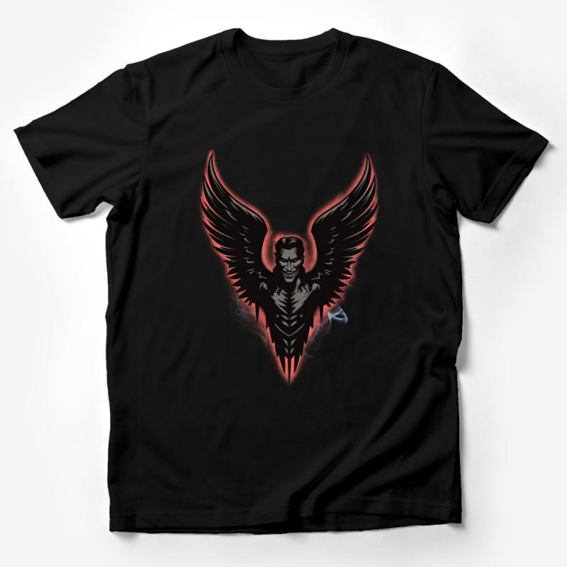 Dark Angel Graphic Tee, Men's Black T-Shirt, Gothic Winged Figure, Edgy Streetwear Male T-Shirt