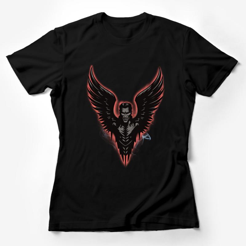 Dark Angel Graphic Tee, Men's Black T-Shirt, Gothic Winged Figure, Edgy Streetwear Female T-Shirt