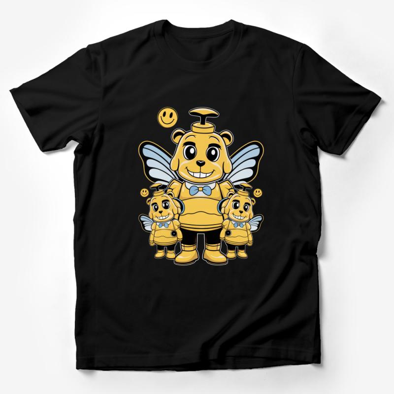 Cute Bee Family T-Shirt, Happy Cartoon Bees Graphic Tee, Kids and Adults Unisex Summer Top, Fun Insect Shirt, Nature Lover Gift Idea Male T-Shirt