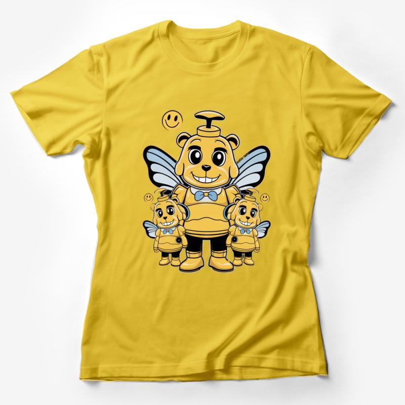 Cute Bee Family T-Shirt, Happy Cartoon Bees Graphic Tee, Kids and Adults Unisex Summer Top, Fun Insect Shirt, Nature Lover Gift Idea Female T-Shirt