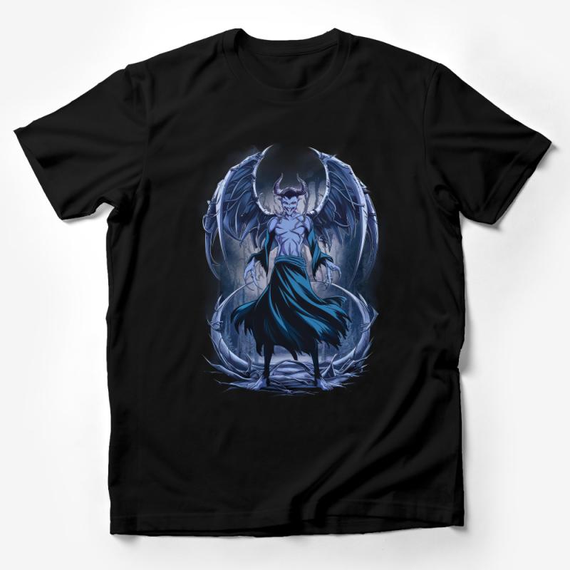 Fantasy Demon Art T-Shirt, Mystical Creature Print Tee, Gothic Style Unisex Shirt, Moonlit Night Demon Design Top Male T-Shirt