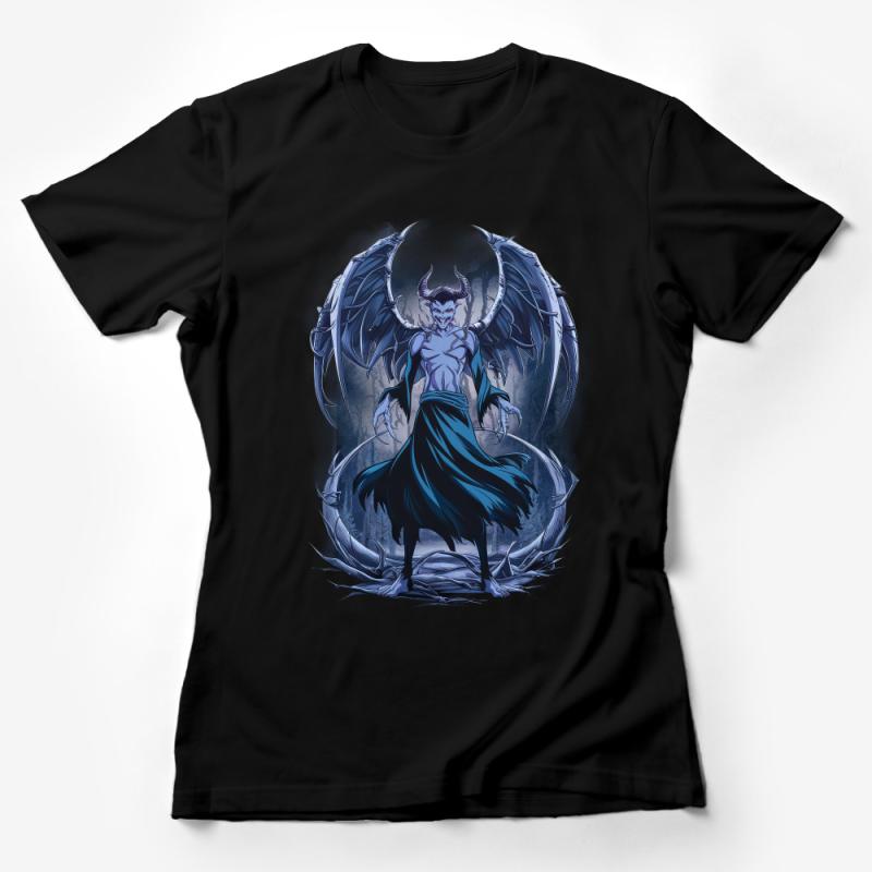 Fantasy Demon Art T-Shirt, Mystical Creature Print Tee, Gothic Style Unisex Shirt, Moonlit Night Demon Design Top Female T-Shirt