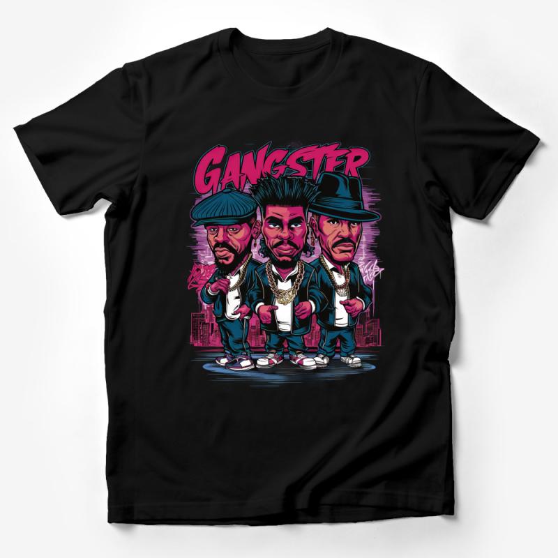 Hip Hop Themed T-Shirt, Urban Streetwear Tee, Gangster Cartoon Graphic, Unisex Clothing Male T-Shirt