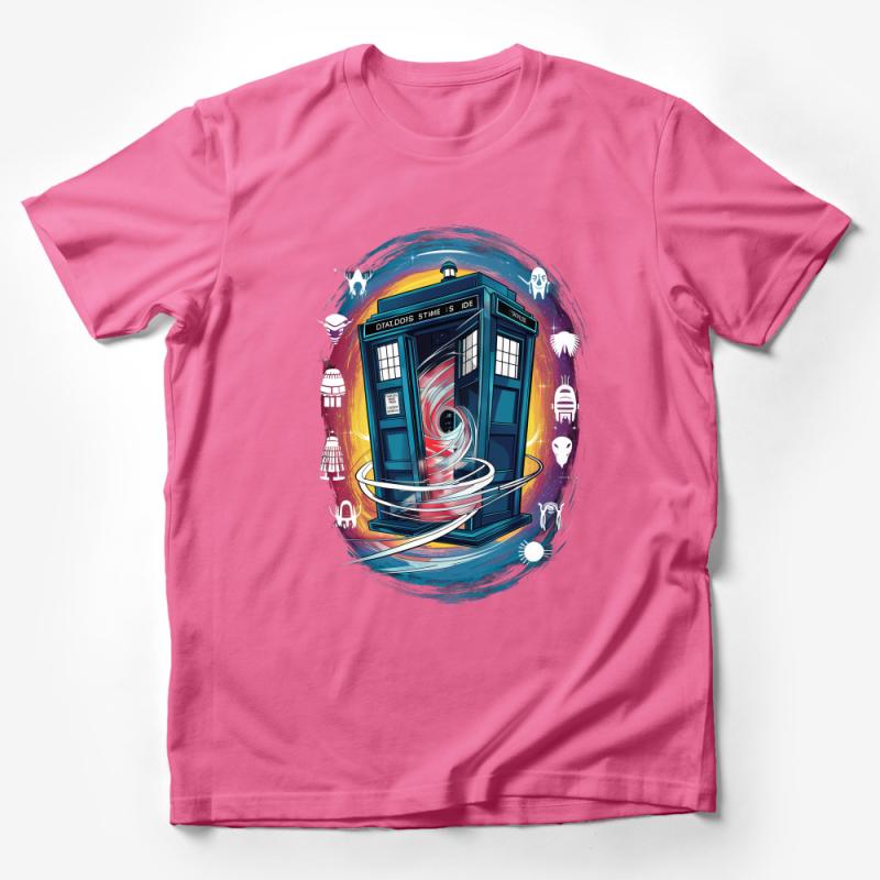 Time Travel Graphic Tee, Sci-Fi Inspired T-Shirt, Space Adventure Unisex Shirt, Unique Cosmic Graphic Design Top, Casual Wear Male T-Shirt