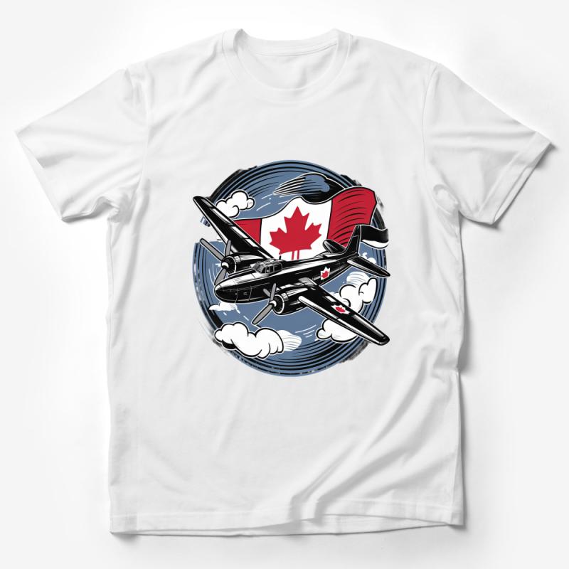 Vintage Aircraft T-Shirt, Canadian Flag Plane Graphic Tee, Retro Aviation Enthusiast Apparel, Unisex Classic Airplane Shirt Male T-Shirt