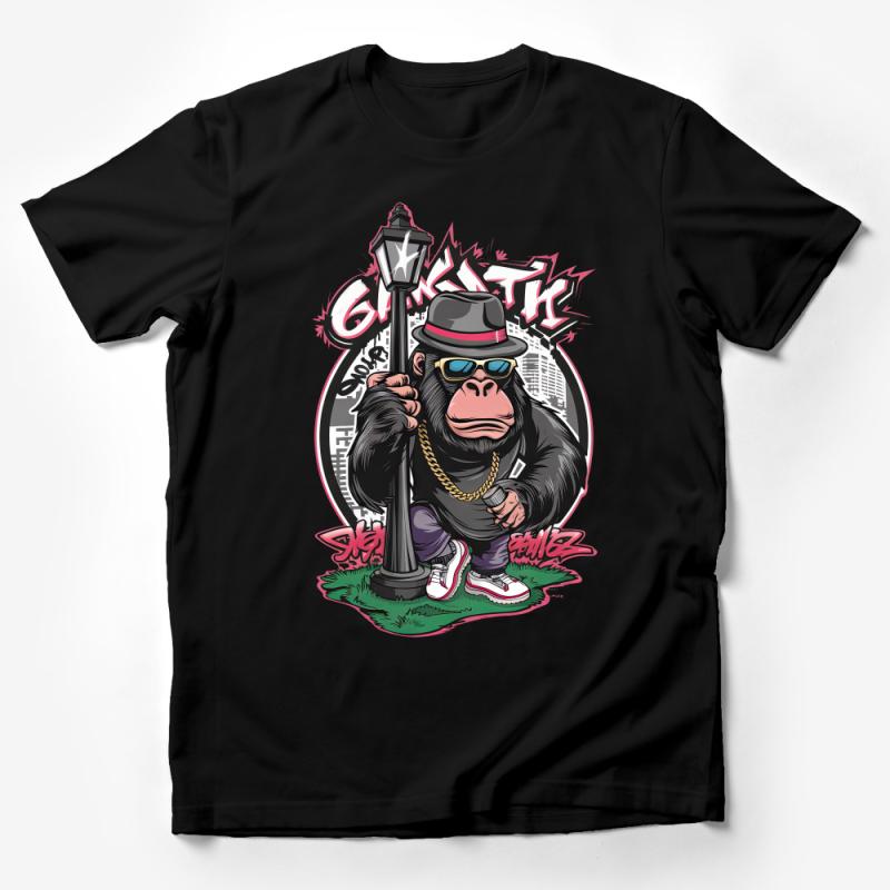 Urban Style Gorilla T-Shirt, Cool Hip Hop Animal Graphic Tee, Streetwear Fashion Top, Unique Illustration Shirt Design Male T-Shirt