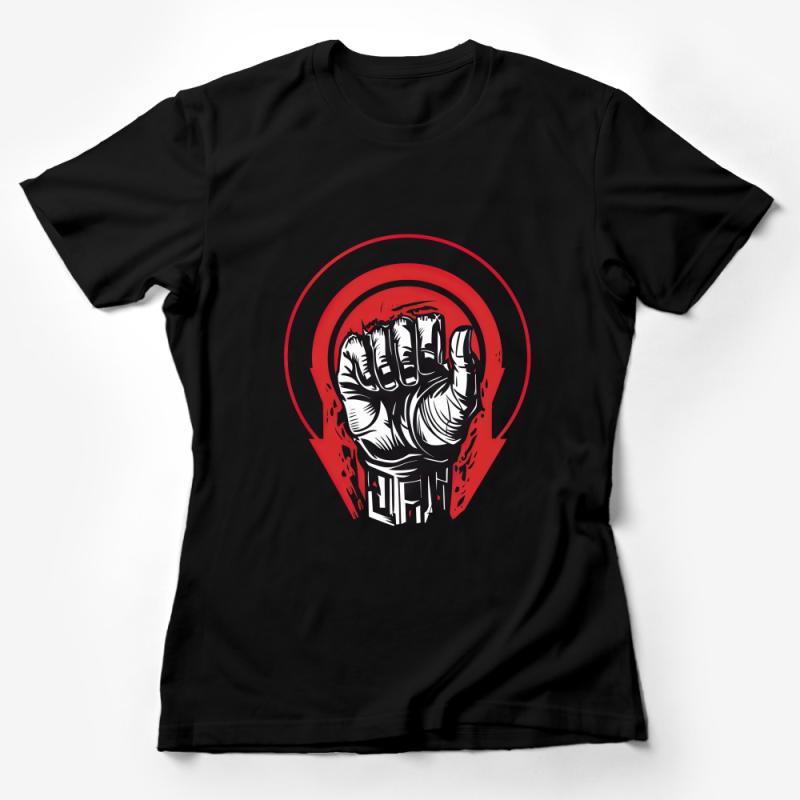 Revolution Fist T-Shirt, Bold Red Graphic Tee, Activist Power Symbol Shirt, Unisex Political Statement Casual Wear Female T-Shirt