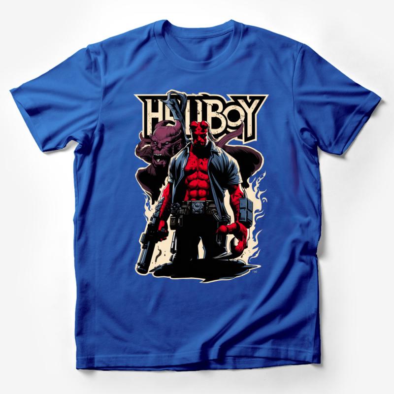 Hellboy Inspired Graphic Tee, Comic Book Character T-Shirt, Unisex Superhero Shirt, Fan Art Apparel Male T-Shirt