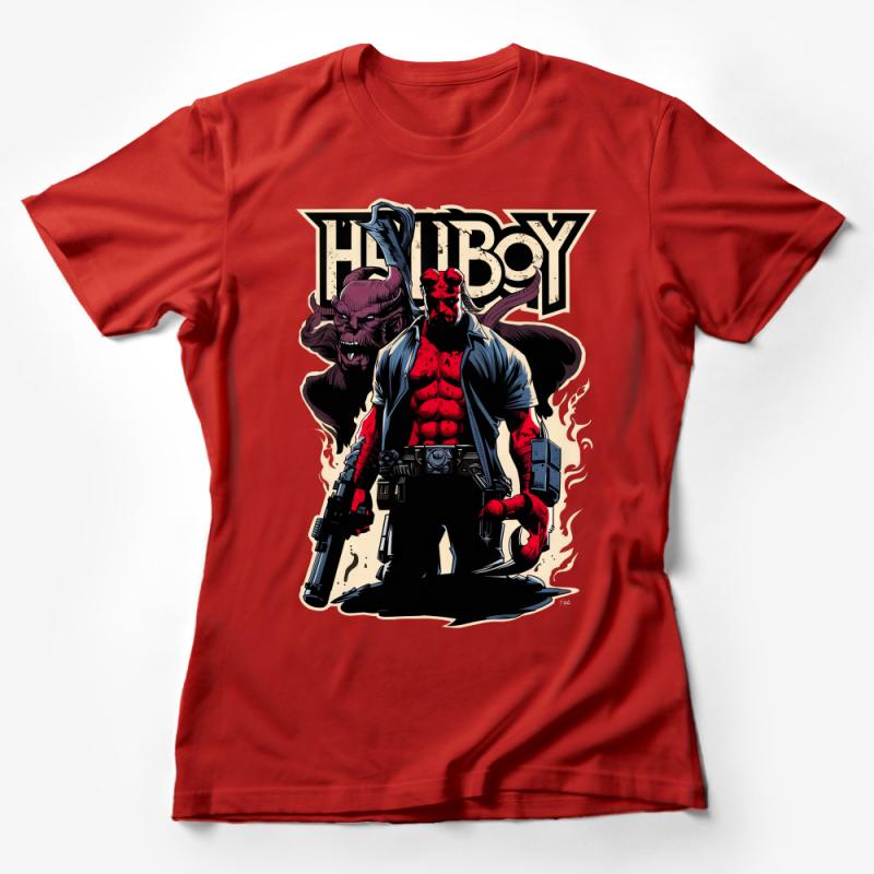 Hellboy Inspired Graphic Tee, Comic Book Character T-Shirt, Unisex Superhero Shirt, Fan Art Apparel Female T-Shirt