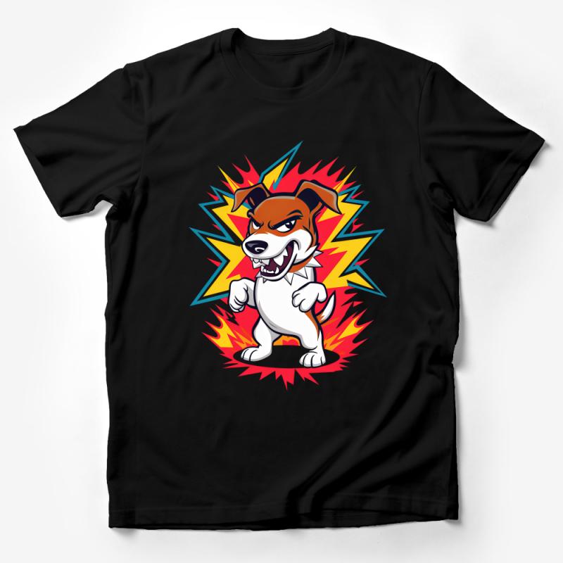 Cartoon Dog T-Shirt, Bold Comic Canine Design, Unisex Adult Casual Wear, Colorful Graphic Tee, Fun Animal Illustration Shirt Male T-Shirt