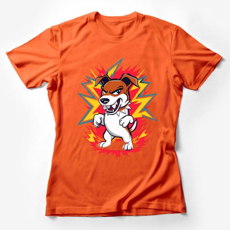 Cartoon Dog T-Shirt, Bold Comic Canine Design, Unisex Adult Casual Wear, Colorful Graphic Tee, Fun Animal Illustration Shirt Female T-Shirt