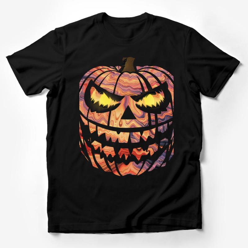 Colorful Abstract Pumpkin Design T-Shirt, Artistic Halloween Apparel, Unisex Fall Season Tee Male T-Shirt