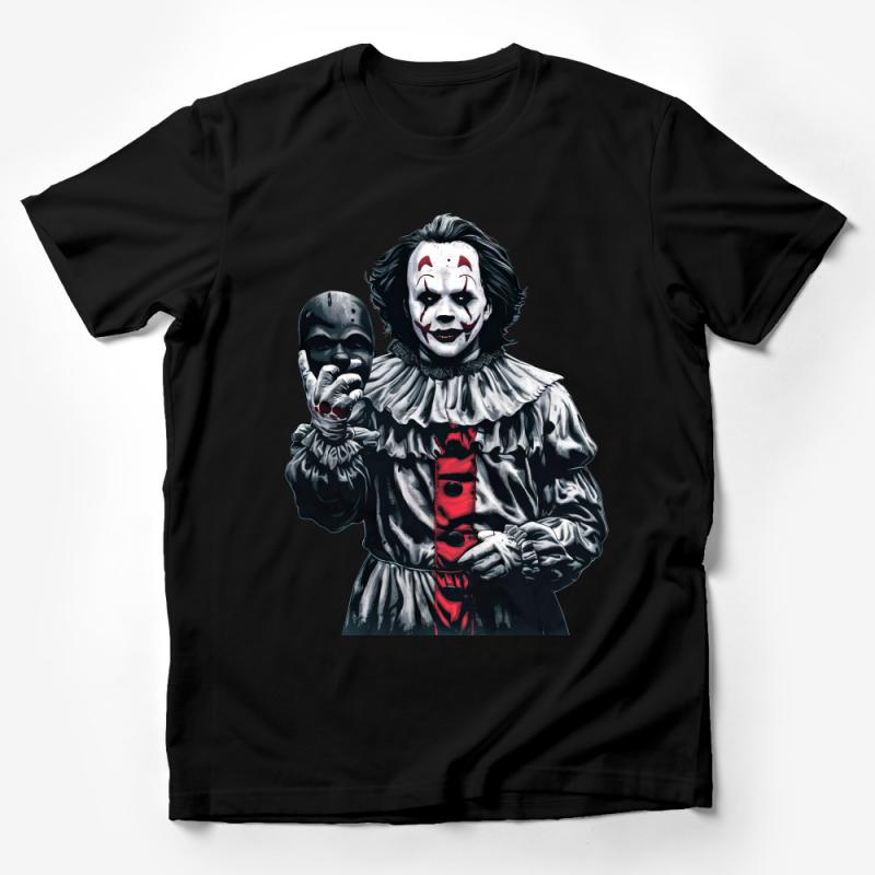 Horror Clown Graphic Tee, Scary Movie Fan Shirt, Unisex Cotton T-Shirt for Halloween, Creepy Party Outfit Top, Gift for Horror Lovers Male T-Shirt