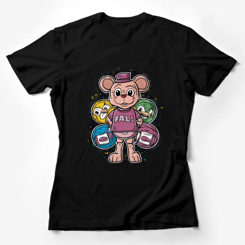 Cartoon Bear T-Shirt, Cute Animal Graphic Tee, Hip Retro Style Top, Vintage-Inspired Casual Wear, Fun Character Shirt, Unique Gift Idea Female T-Shirt