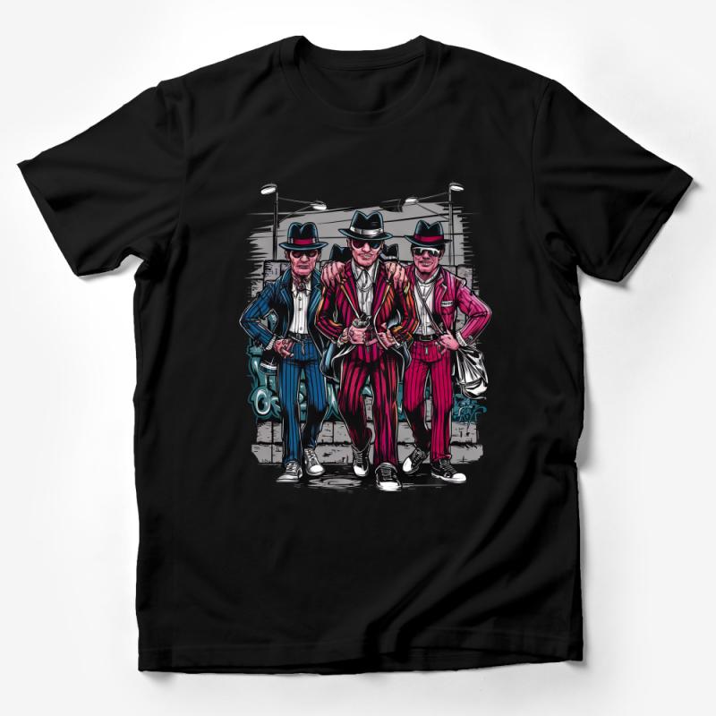 Vintage Style Gangster Trio T-Shirt, Cool Mobster Illustration Tee, Men's Fashion Statement Shirt, Unique Gift for Him Male T-Shirt