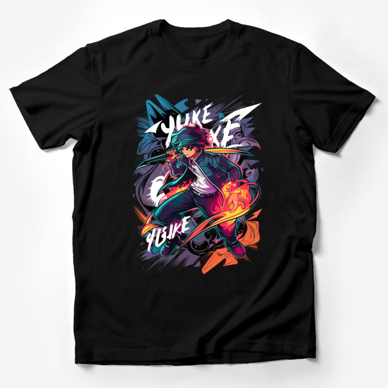 Vibrant Anime Skateboarder Graphic Tee, Colorful Urban Streetwear T-Shirt Design, Unisex Manga Male T-Shirt