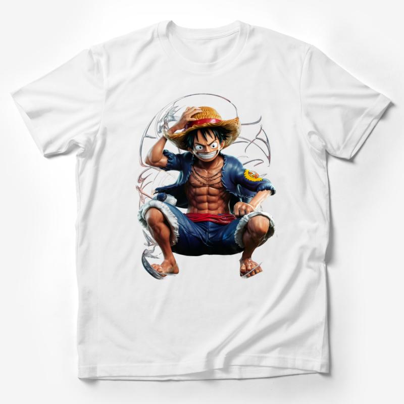 Anime-Inspired Pirate Captain T-Shirt, Quirky Cartoon Character Tee, Unique Graphic Shirt, Cool Casual Streetwear, Vibrant Print Top Male T-Shirt