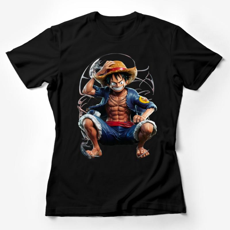 Anime-Inspired Pirate Captain T-Shirt, Quirky Cartoon Character Tee, Unique Graphic Shirt, Cool Casual Streetwear, Vibrant Print Top Female T-Shirt