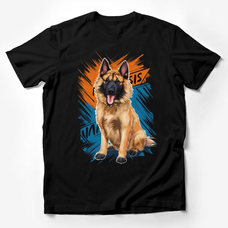 Vibrant German Shepherd Dog Graphic T-Shirt for Dog Lovers and Pet Owners Male T-Shirt