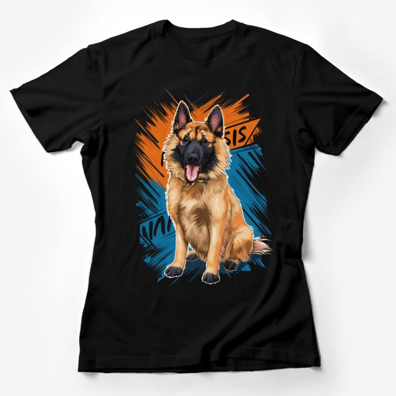 Vibrant German Shepherd Dog Graphic T-Shirt for Dog Lovers and Pet Owners Female T-Shirt