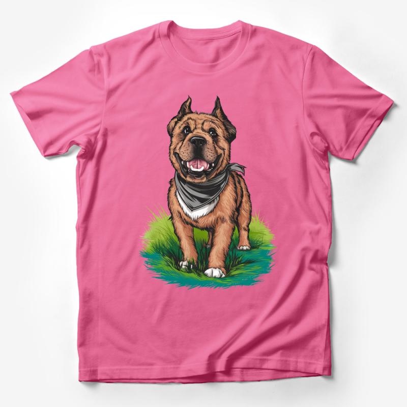 Happy Dog Illustration T-Shirt, Cute Smiling Canine Shirt, Pet Lover Graphic Tee, Unisex Adult Clothing, Animal Print Top, Gift Idea Male T-Shirt