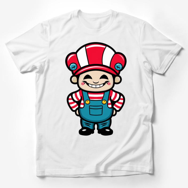 Cartoon Chef Character T-Shirt, Cute Kitchen Cook Tee, Striped Hat, Children's Fun Apparel, Unique Graphic Shirt, Casual Wear Male T-Shirt