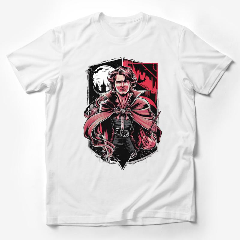 Gothic Vampire Hunter Graphic T-Shirt, Vintage-Inspired Dark Fantasy Tee, Bold and Striking Unisex Apparel Male T-Shirt