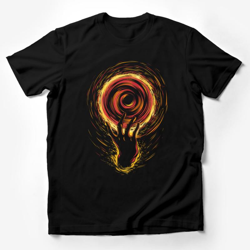 Abstract Hand Swirl Design T-Shirt, Artistic Spiral Tee, Colorful Hypnotic Pattern, Unisex Graphic Shirt Male T-Shirt