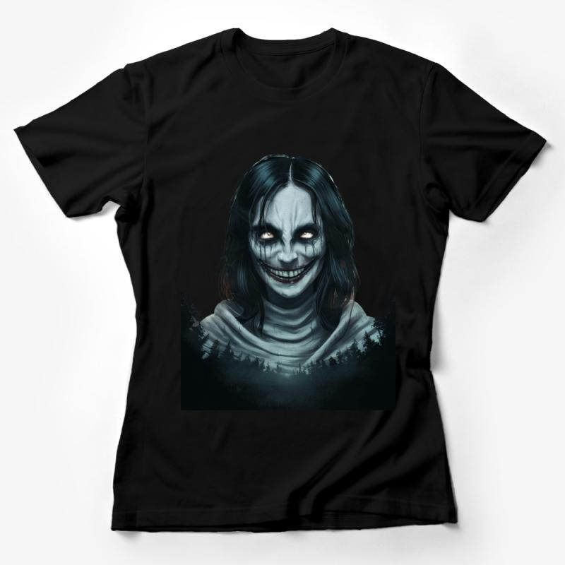 Creepy Forest Night Demon Graphic Tee, Unisex Horror Art T-Shirt, Dark Fantasy Illustration, Goth Style Clothing, Unique Gift Idea Female T-Shirt